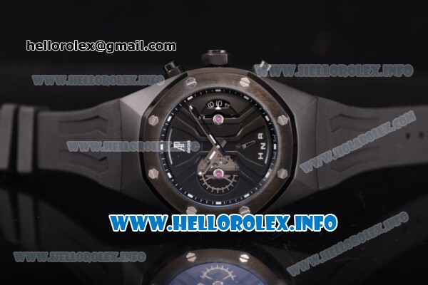 Audemars Piguet Royal Oak Offshore Chrono Miyota Quartz PVD Case with Black Dial and Rubber Strap (EF) - Click Image to Close